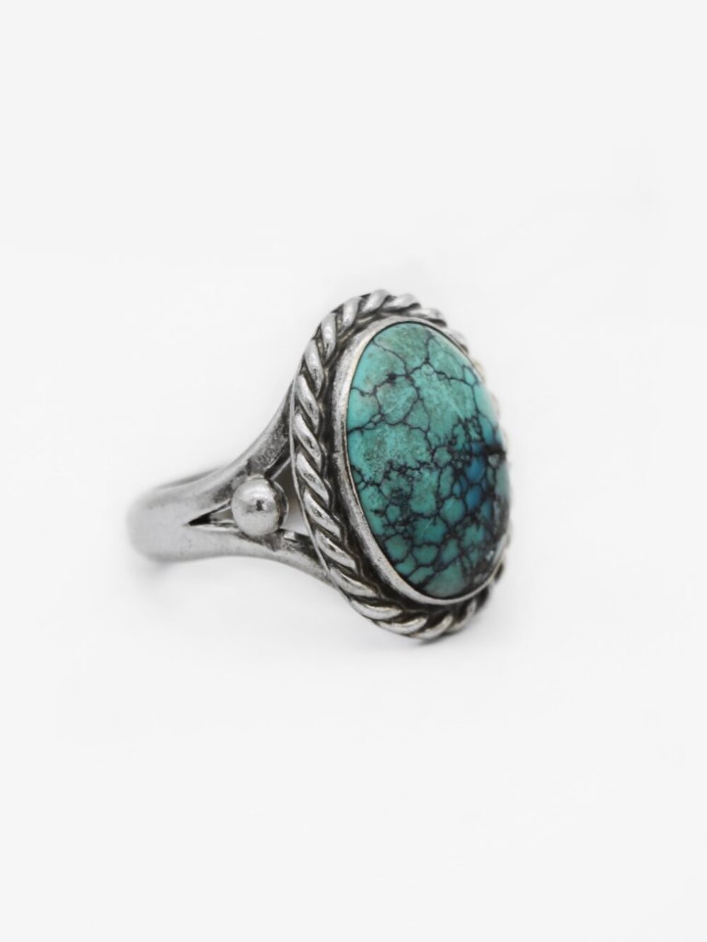 Native American Oval Turquoise Sterling Silver Statement Ring